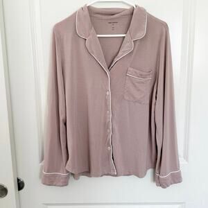 Cozy Earth Bamboo Button Down Pajama Top Blush Pink Medium
